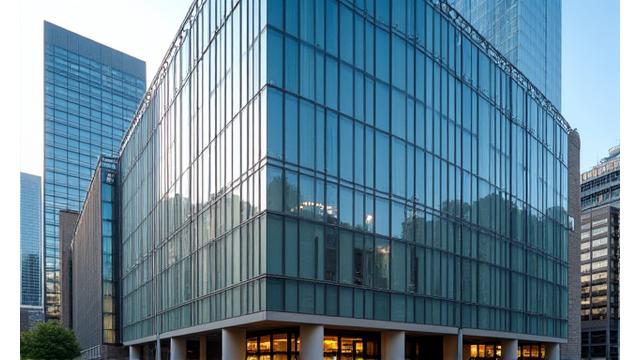 東京・銀座のモダンなオフィスビルの外観。