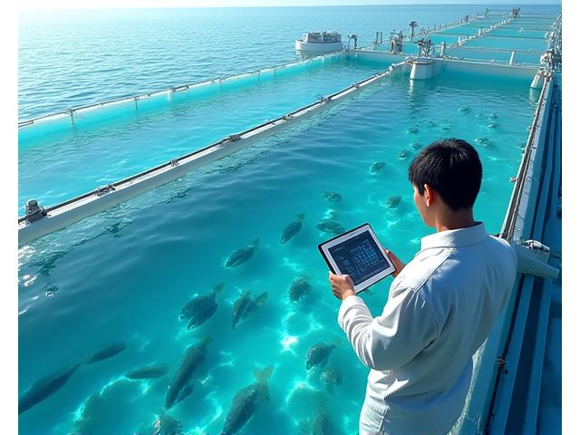 スマート養殖場の水質管理風景