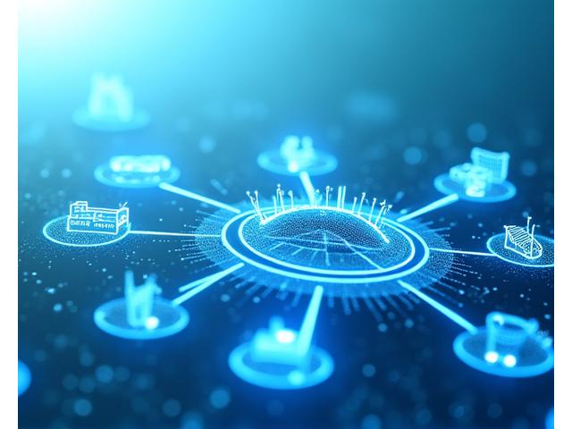 スマートフォンの画面に表示されたブロックチェーンで追跡される魚の流通経路のイラスト。透明性と信頼性を象徴するデジタルな鎖と魚のアイコンが融合している。